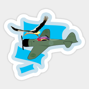 stork and old plane Sticker